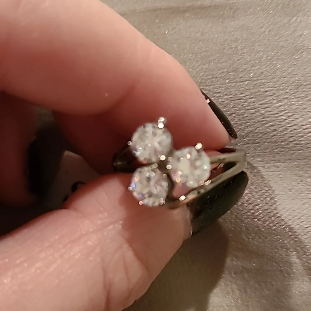 Three stone Cubic zirconia stainless steel ring